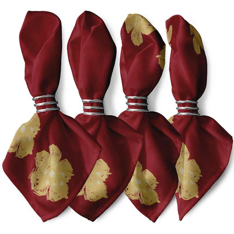 Ensemble de serviettes 4 pièces Brainard, L 18 po x L 18 po, Jaune / Rouge