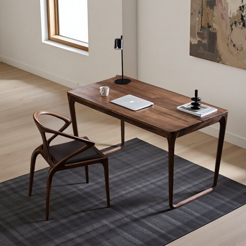 Solid wood minimalist style desk and chair set