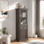 Armoire de rangement autoportante avec porte en verre et tablettes réglables, 1 tiroir-1914732287