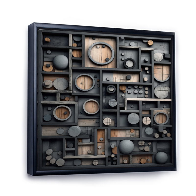 " Cubic Geometric Dreams I ", Black Floater Framed, 36" H x 36" W x 1.5" D