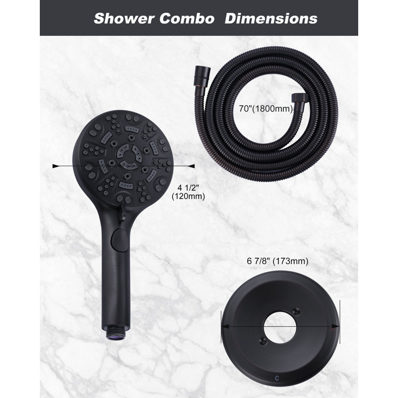 Single Handle 7-Spray Tub & Shower Faucet Set 1.8 GPM Handheld Shower With Brass Rough-In Valve, Oil Rubbed Bronze
