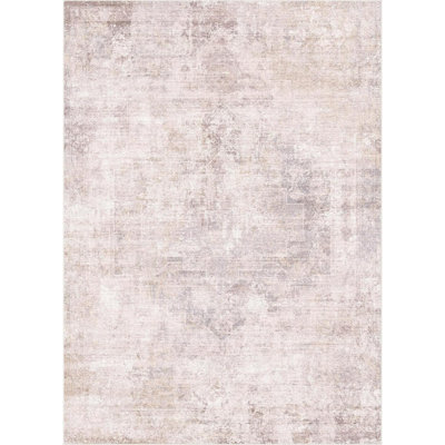 Modern Rugs For Living Room  - Contemporary Dusty  Area Rug For Dining Room Table, Foldable Thin Lightweight Non Slip Abstract Distressed Medallion Print Pattern