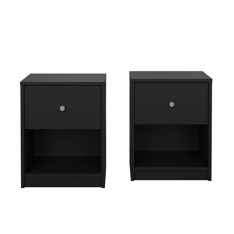 Clanton Small-Space 1 - Drawer Nightstand - Set Of 2, Black