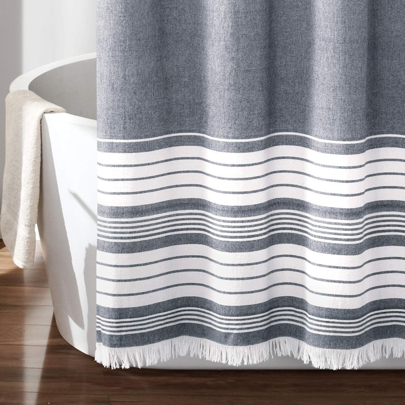 Cotton Shower Curtain Set, Navy