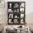 Glass Display Cabinet, 4-Tier Curio Cabinet with 3 Color Lights for Collectibles, Bookshelf with Door, Glass Display Case with Human Body Sensor, Black