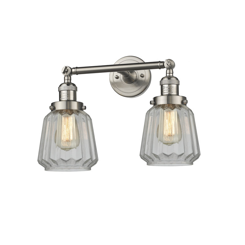 Éclairage pour salle de bain 2 lumières Vinson, Transparent, Ampoule DEL 6 watts Vinage, Nickel satiné brossé