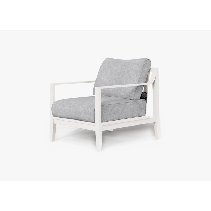 White Aluminum Outdoor Armchair Conversation Set, Pacific Fog Gray