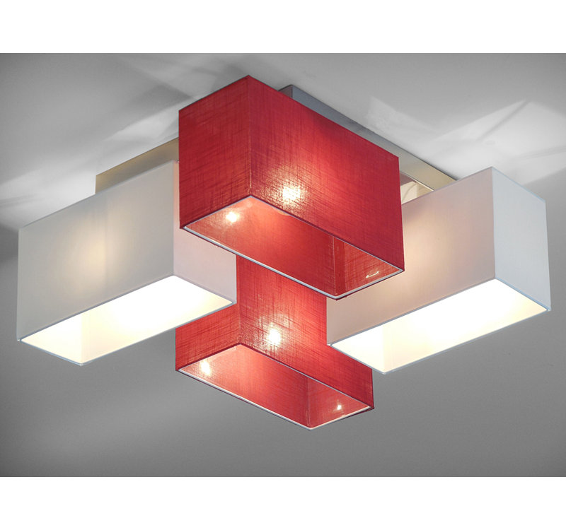 Seaton Semi Flush Mount, Matt brushed nickel, White/Graphite transparent