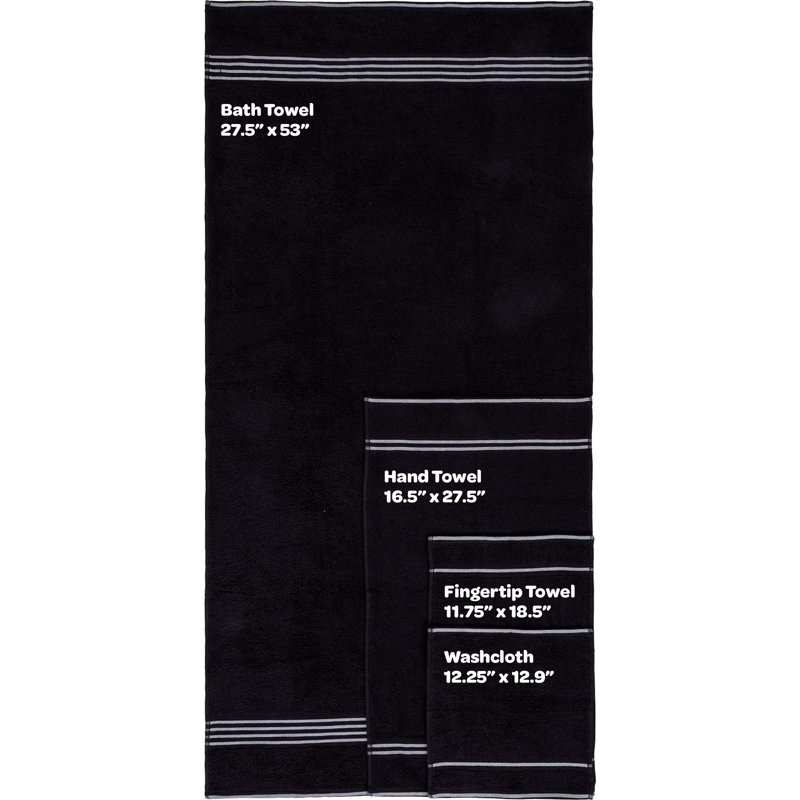 Lavish Home 8PC Bathroom Towels Set - 575GSM 100% Cotton Bathroom Essentials with 2 Bath Towels, 2 Hand Cloths, 2 Wash Cloths, and 2 Fingertip Fabric for Shower, Gym, Dorm and Spa