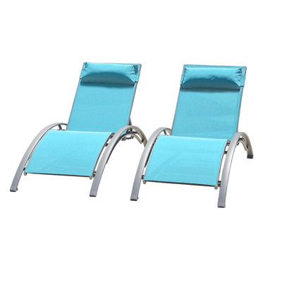 Ensemble de 2 chaises longues de piscine bleues (2 chaises longues)