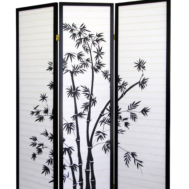 70" Tall 3 Screen With Ornament And Black Finish - Partition Space Add Grace Folds Easily For Storage High -Themed Room Divider In Boundaries Compactly