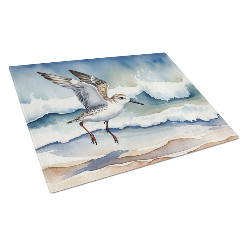 Sanderling Racing the Tide Glass Cutting Board