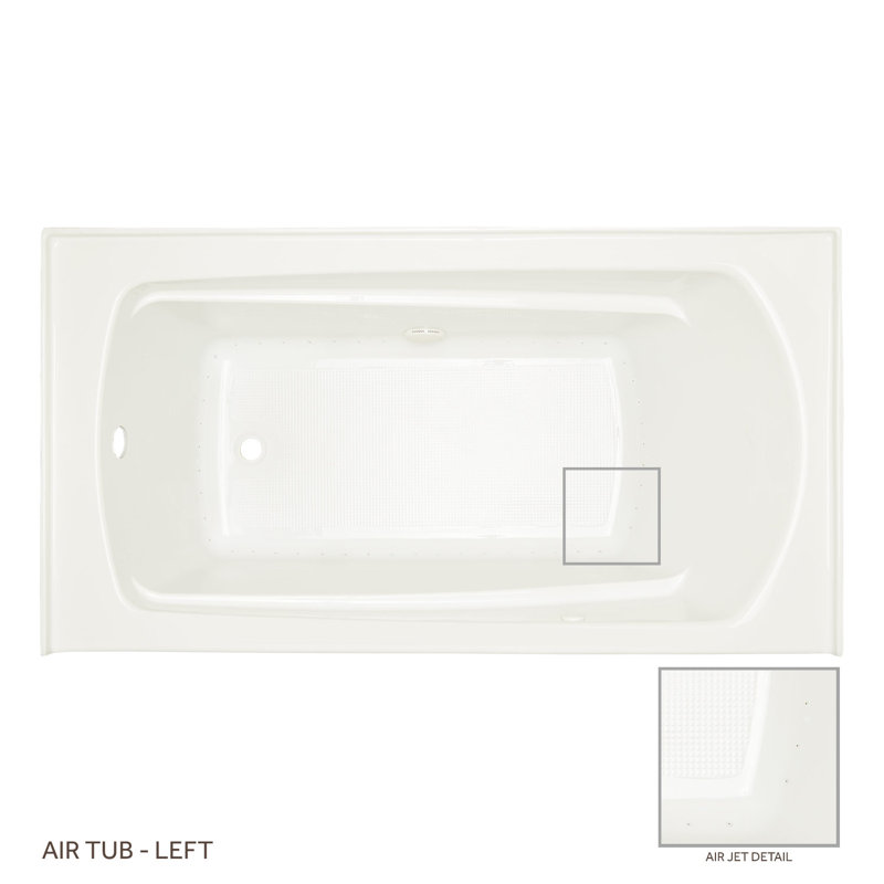 Bradenton 60" x 32" Acrylic Alcove Soaking Tub Left Drain, White, Center-Front
