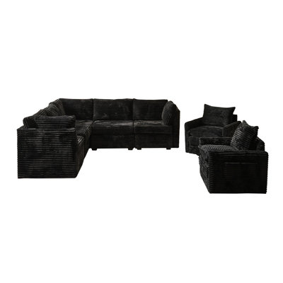 7-Piece Modular Sectional Sofa Set with Swivel Chairs