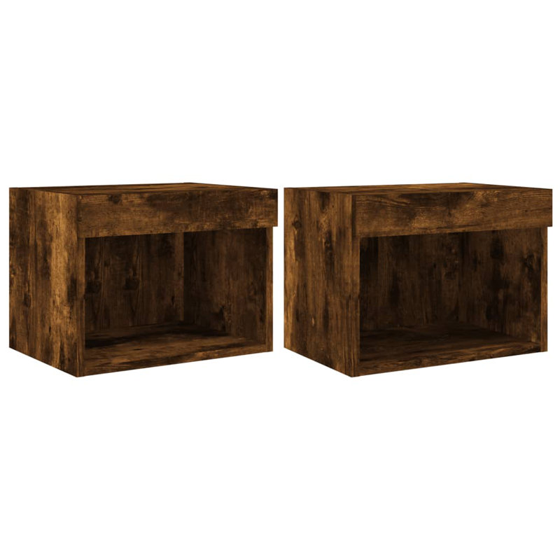 Baro Unfinished TV Stand with Fireplace Included, Smoked Oak