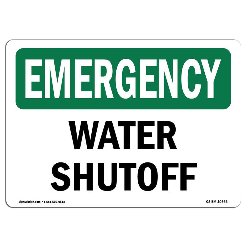 Panneau d'arrêt d'urgence de l'eau de l'OSHA, H 18 po x l 24 po x P 0,1 po