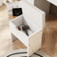 Meuble-lavabo blanc 41,4 po avec éclairage réglable, 5 tiroirs, 4 armoires, station de charge, tabouret rembourré et extérieur rétro - configuration idéale pour une chambre à coucher