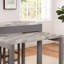 Table de salle à manger rectangulaire en faux marbre avec table, 2 tabourets, tiroir, bois massif, bois beige, rangement gris