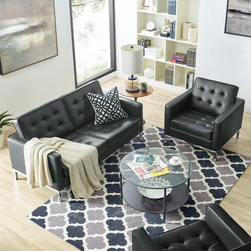 Ensemble de causeuse et fauteuil Clinger, Noir