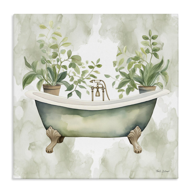 Bath Oasis with Greenery Canvas, design by Nicole DeCamp, 17" H x 17" W