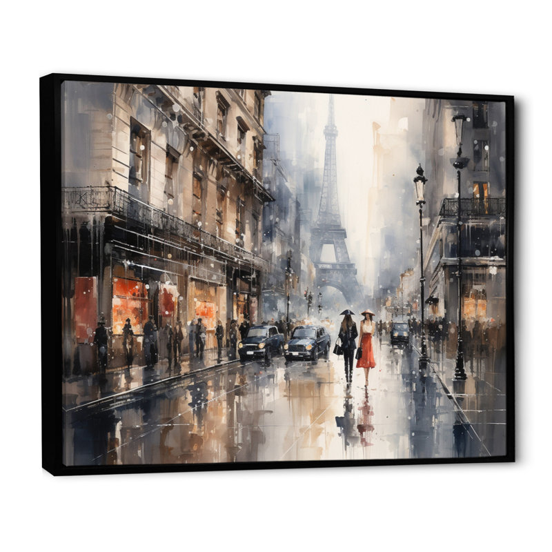 «Fashion Couture Cityscape», art mural encadré, H 12 po x l 20 po x P 1 po, Cadre flottant noir