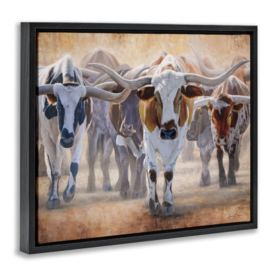 Trotting Longhorn Cattle Floating Frame, design by James Corwin
