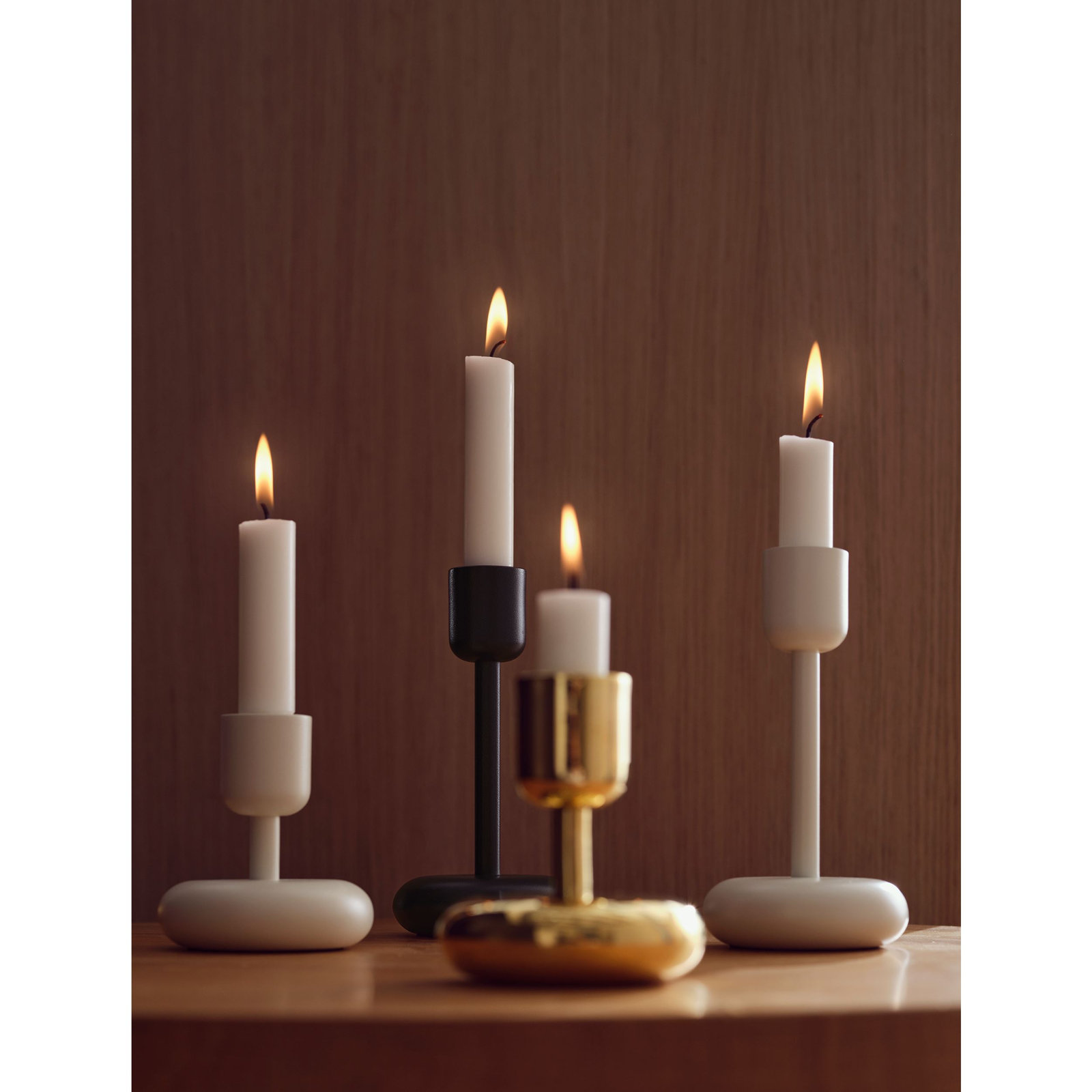 Juba Metal Candlestick, 4.25" H x 3.5" W x 3.5" D, Solid Brass