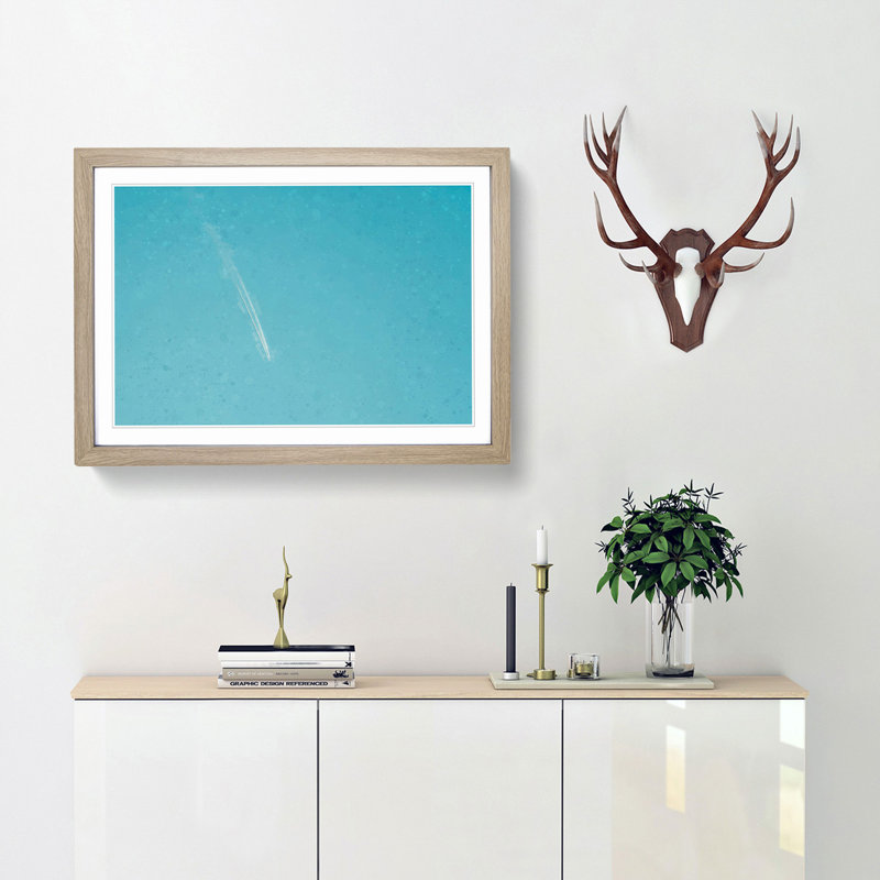 Airplane Trail in the Sky in Abstract - Picture Frame Graphic Art Print, Oak Framed, 36cm H x 48cm W x 2cm D