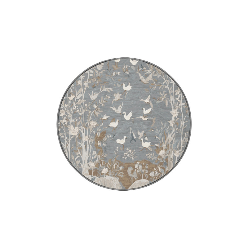 Machine Washable Brown Area Rug, Round 5'