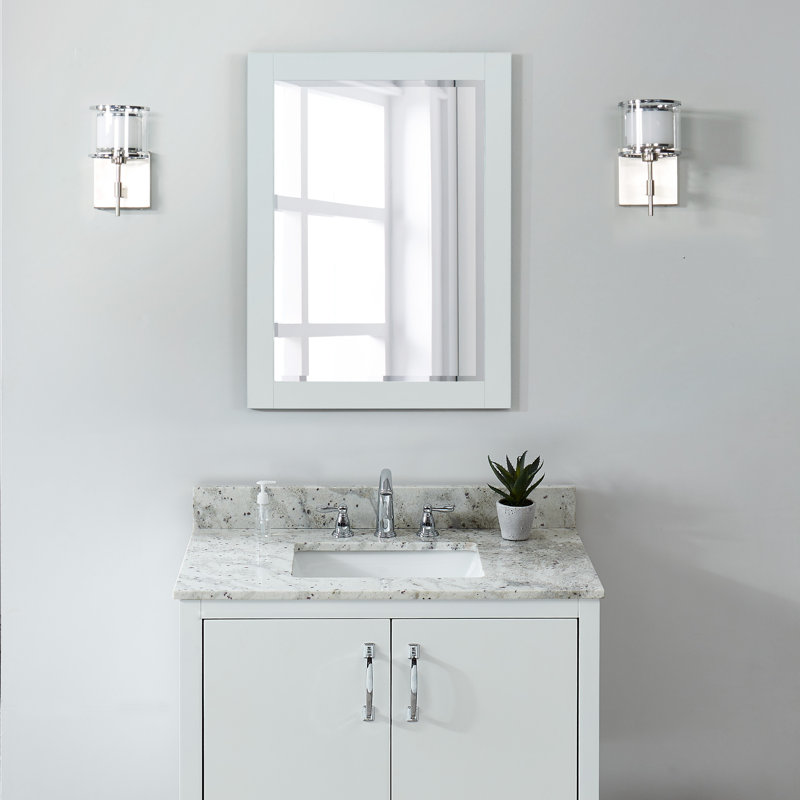 37'' Glacier White Granite Single Bathroom Vanity Top with Sink, Kashmir White