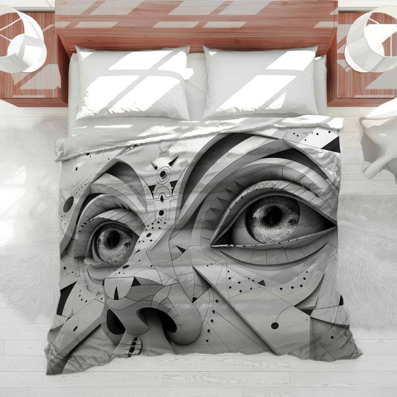 Édredon en mélange de coton Abstract Eyes, Édredon simple très long