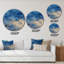 Abstrait classique bleu et or II - art mural moderne en cercle métallique-68851576