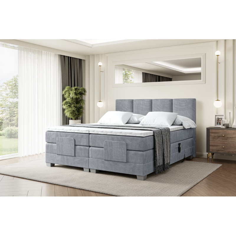 Granita Pocket Spring Mattress Divan Bed Base, in Grey, 160cm W x 200cm L