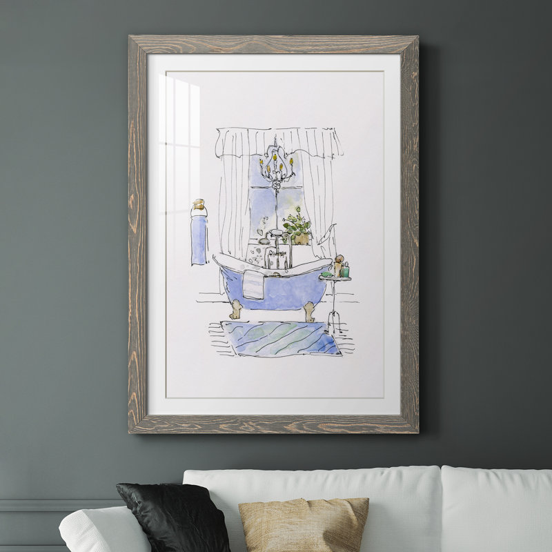 Sapery Bath I - peinture encadrée, H 31 po x l 44 po x P 1 po, Encadrement gris