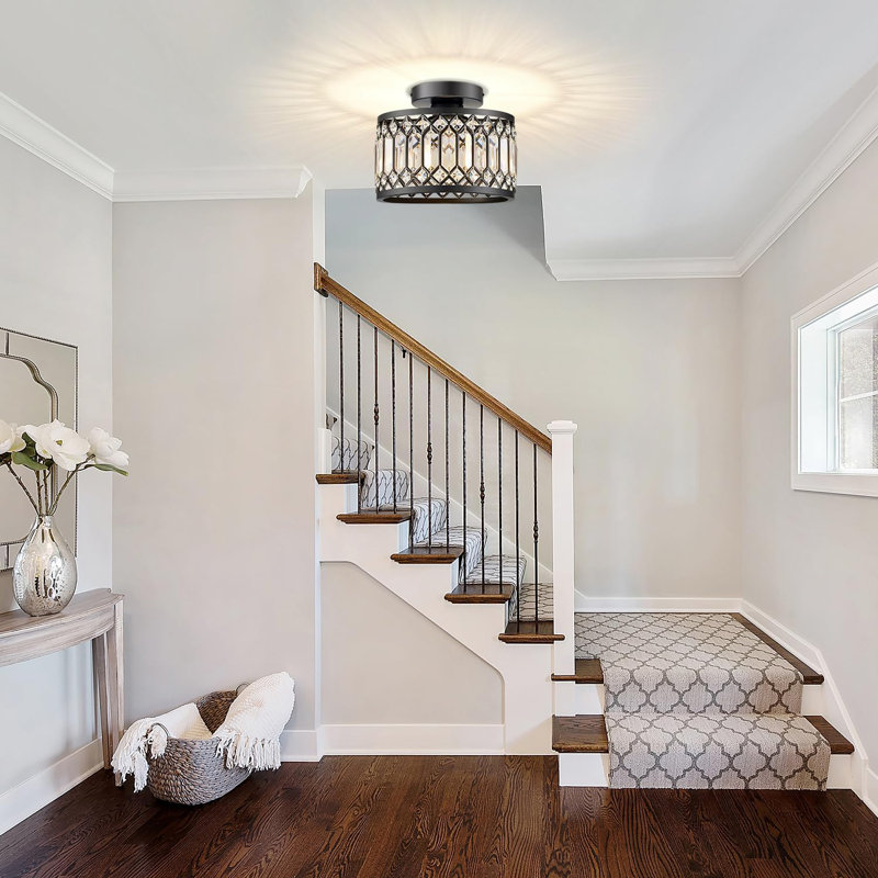 Crystal Ceiling Light Fixture, Matte Black