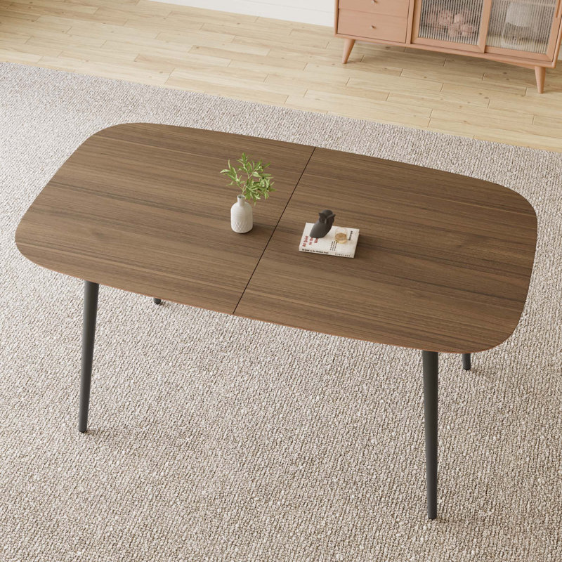 Rectangular Table, Modern Dining Kitchen Table, Tan/Black, 29.9" H x 55.1" L x 31.5" W