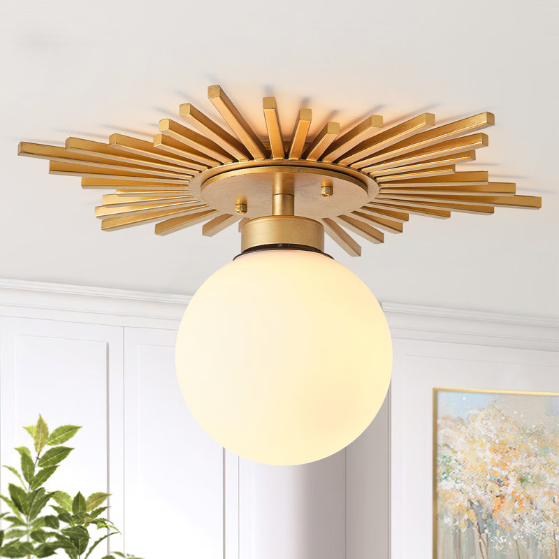 17.7" Gold Glass Flush Mount Ceiling Light Fixture