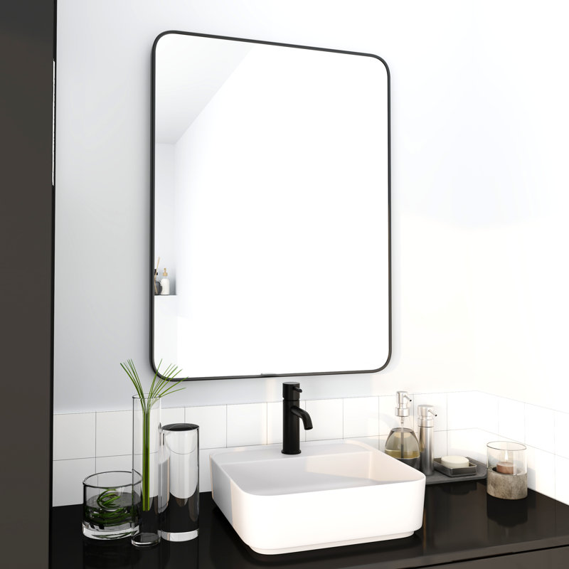 Miroir mural Dustyn, 60 po x 40 po, Rectangulaire, Noir