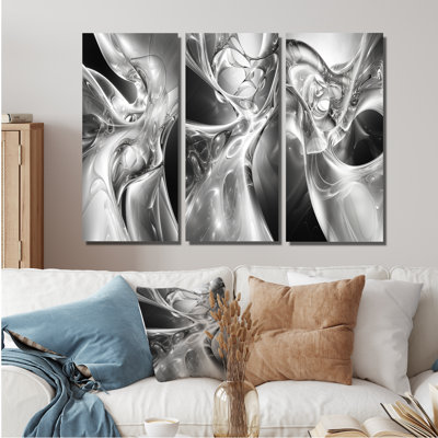 «Gray Abstract Steel Serenade I», reproduction d'art abstrait, collection de 3 pièces
