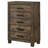 Gurmaan 5-drawer Bedroom Chest Rustic Golden Brown