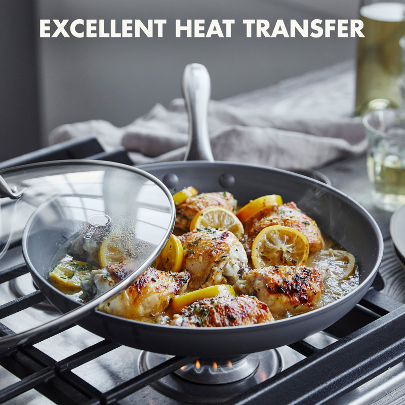 Gray Aluminum Ceramic Nonstick Fry Pan Set with Stainless Steel Handles
