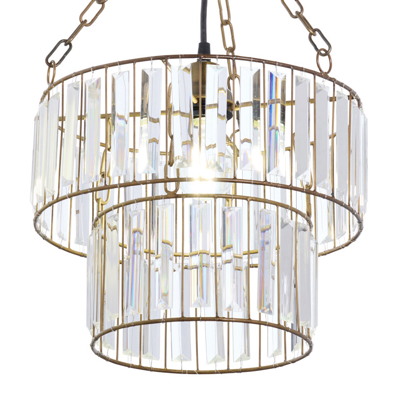 12"W 1-Light Glass and Metal Pendant