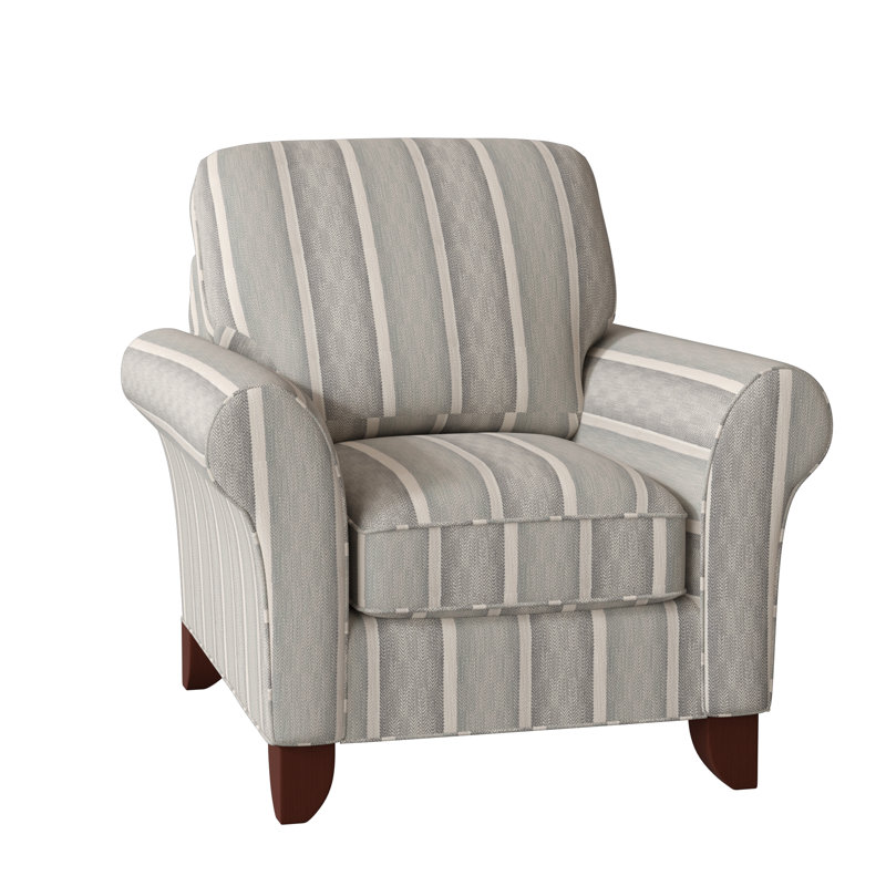 Fauteuil de 38 po de large Almada, Beachbut 21 rayures grises, Pécan, Non