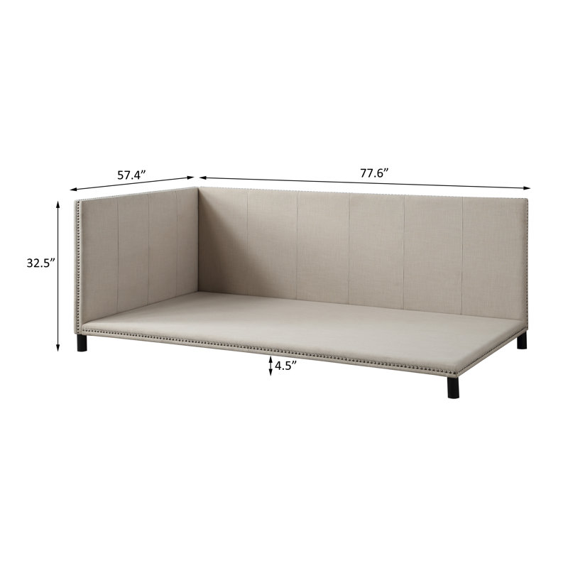 Upholstered Daybed with Nailhead Trim in Beige