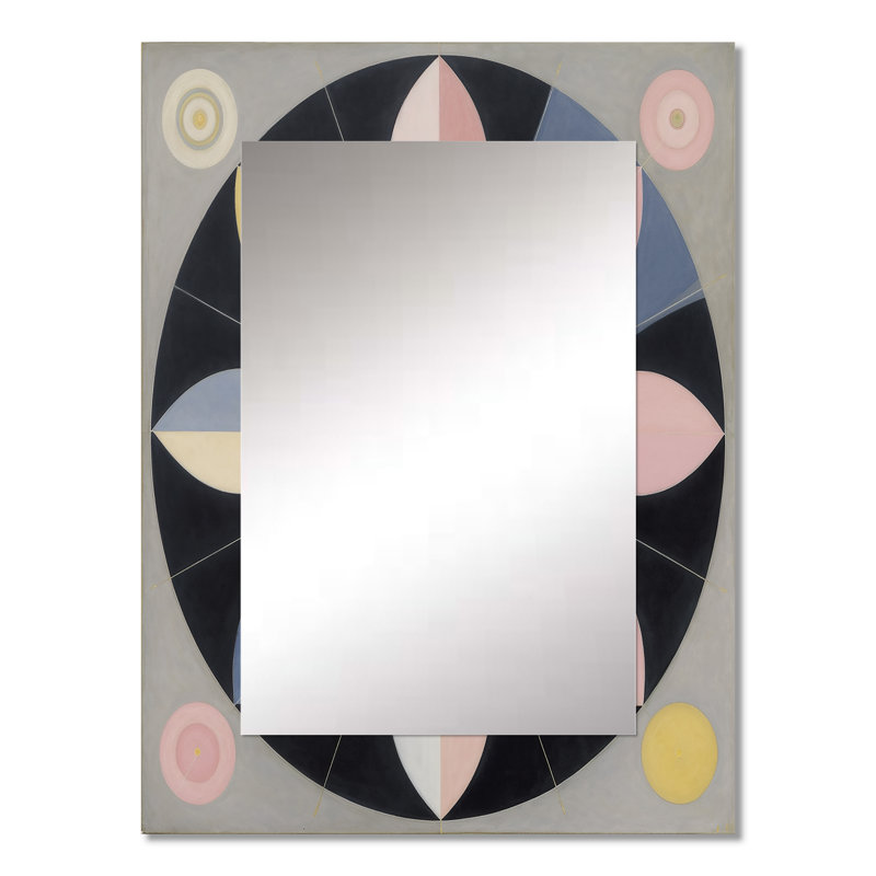Universal Blossoming Harmony In Retro Pastel I - miroir mural spirales abstraites, miroir décoratif moderne, impression d'art en métal