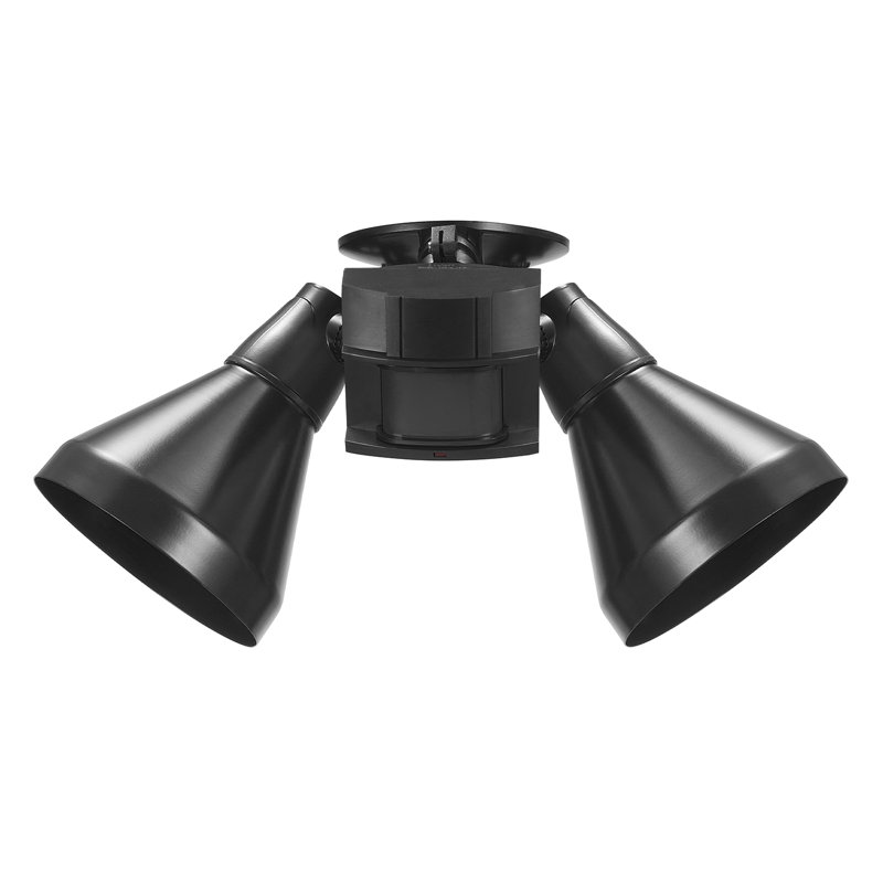 180-Degree 240 W Twin Head Black Hardwired Motion Sensor Security Flood Light with MotionBright