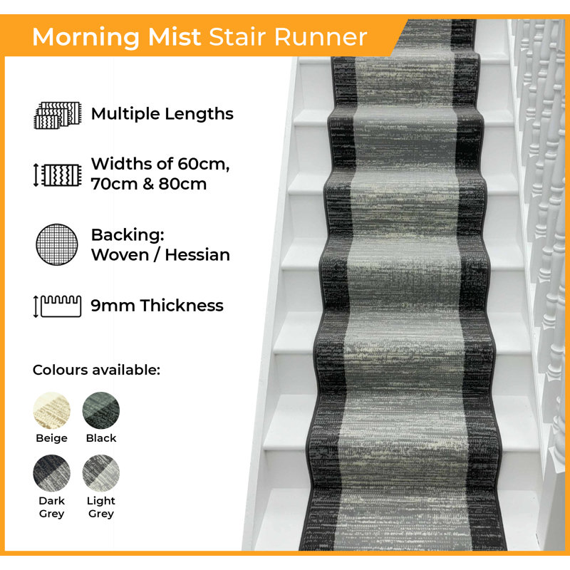 Stair Runner Ombre Area Rug, Runner 60 x 450 cm