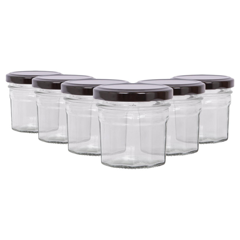 Glass Jar - Set of 6, Black, 90ml