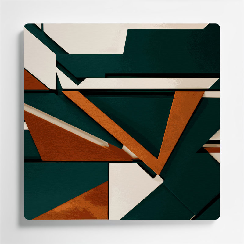 «Geometric Abstraction 89», art mural en métal vert, H 32 po x l 32 po