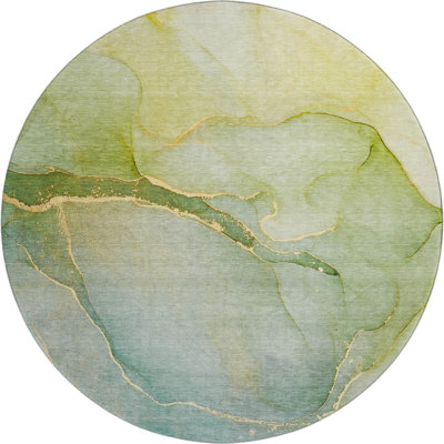 Premium Machine Washable Cerrito AMF508 Green Rug